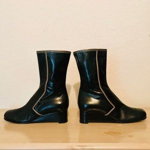 MIU MIU NEW BLACK RETRO STYLE MID CALF BOOT 8-81/2